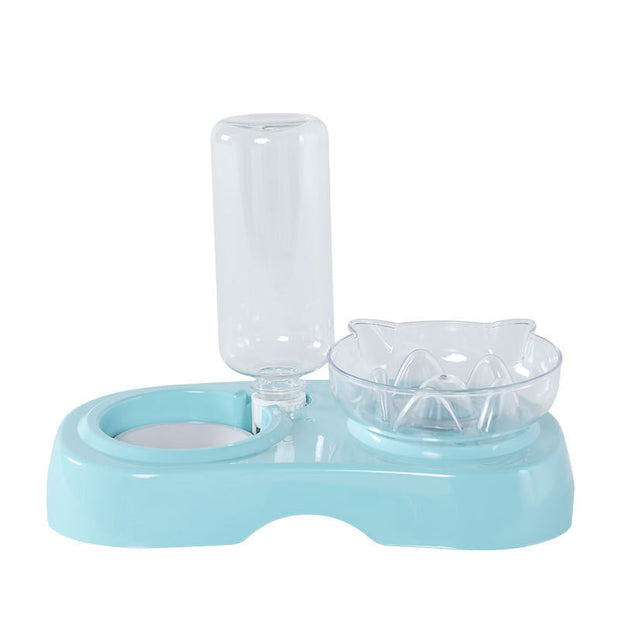 Transparent plastic feeding and drinking bowl
